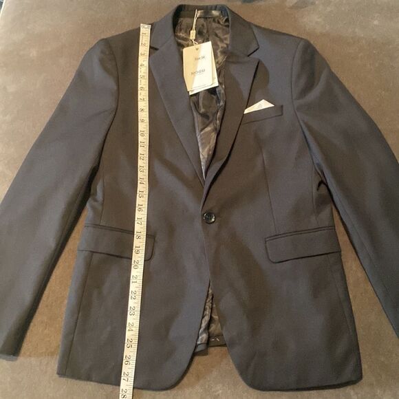 Men’s Black 2 Piece Prom Suit One Button NotchedLapel Size 34 Jacket 31 Pant NWT - Picture 6 of 13